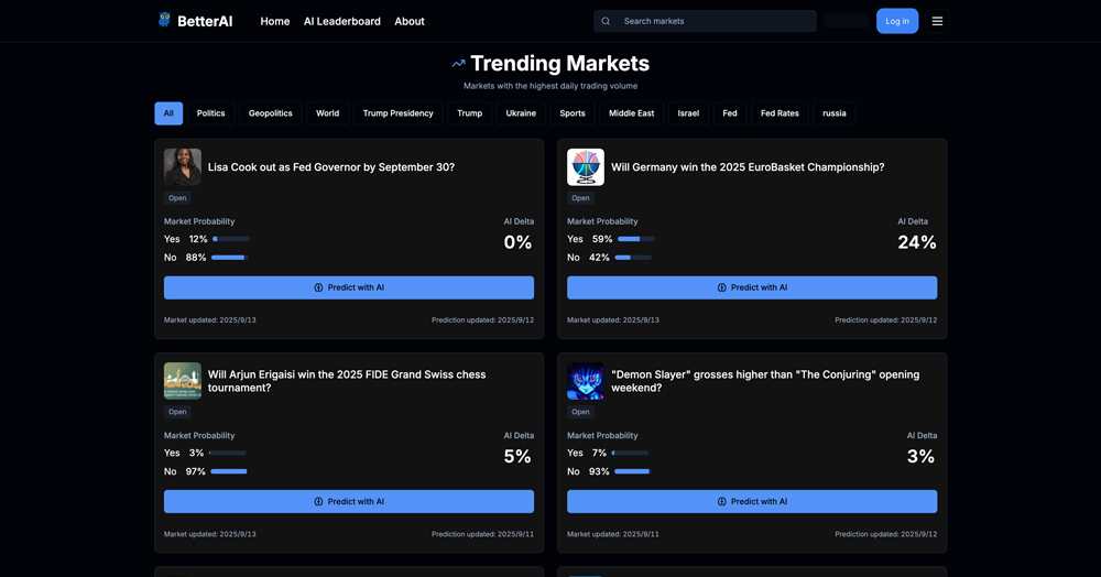 Screenshot of BetterAI website