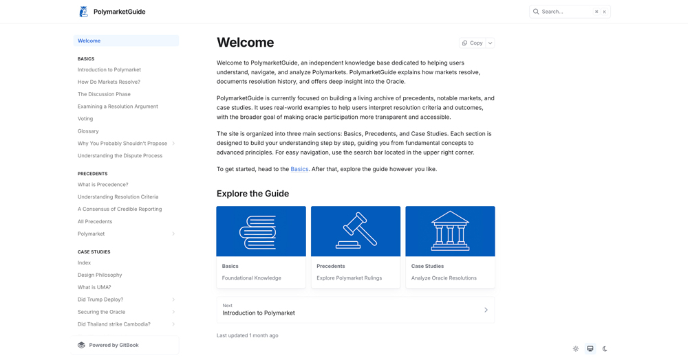 Screenshot of PolymarketGuide website