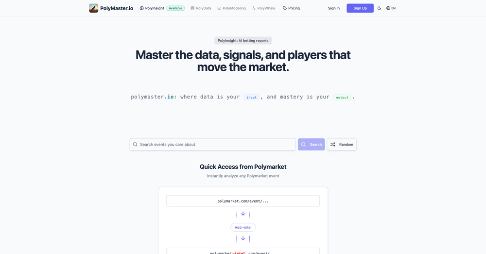 Screenshot of PolyMaster website