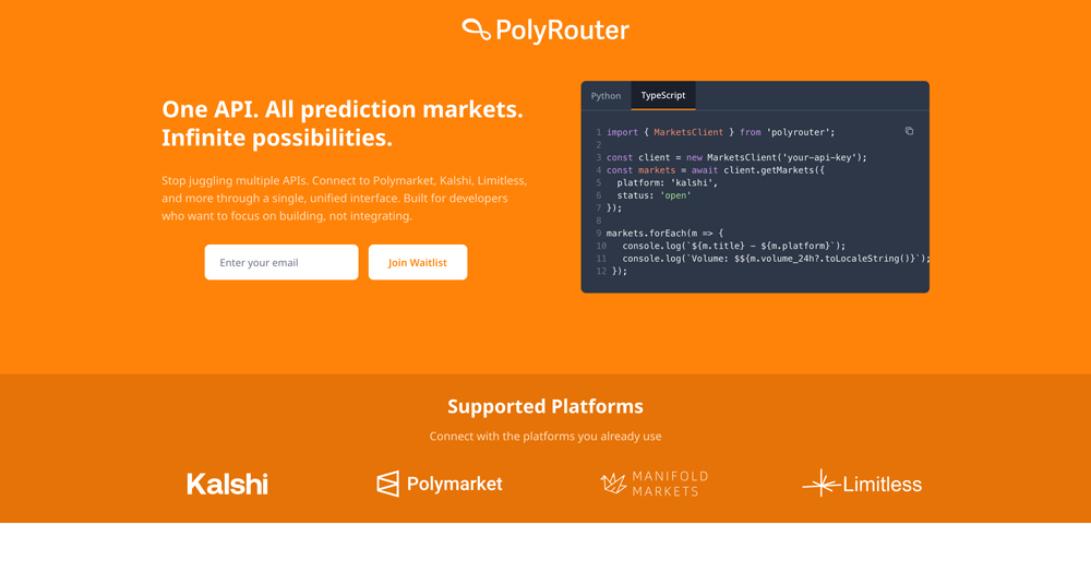 Screenshot of PolyRouter website