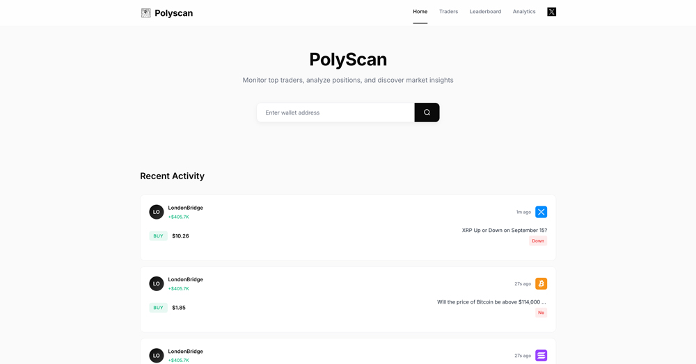 Screenshot of PolyScan website