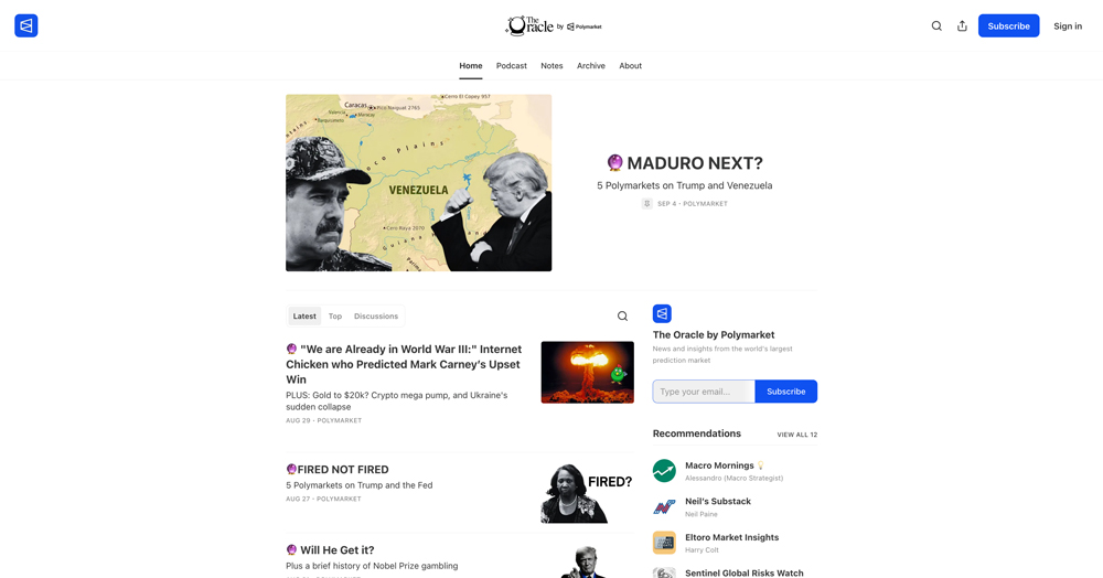 Screenshot of The Oracle by Polymarket website