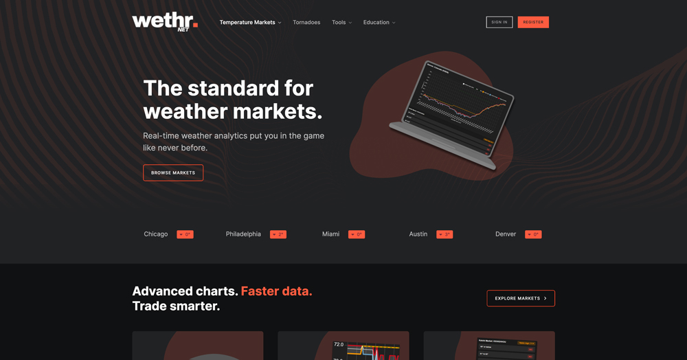 Screenshot of Wethr website